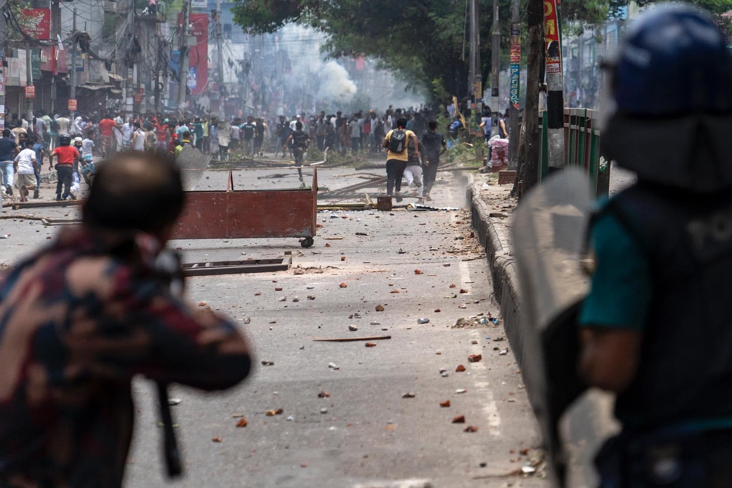 Police firing at the protesters